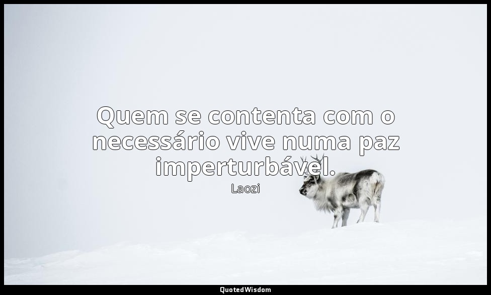 Quem se contenta com o necessário vive numa paz imperturbável. — Laozi