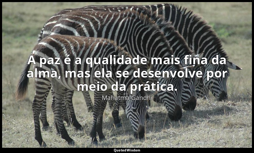 A paz é a qualidade mais fina da alma, mas ela se desenvolve por meio da prática — Mahatma Gandhi