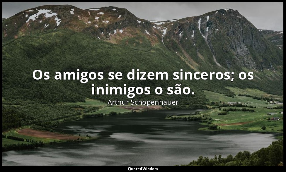 Os amigos se dizem sinceros; os inimigos o são. — Arthur Schopenhauer
