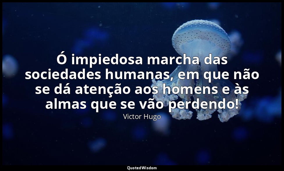 Ó impiedosa marcha das sociedades humanas, em que não se dá atenção aos homens e — Victor Hugo