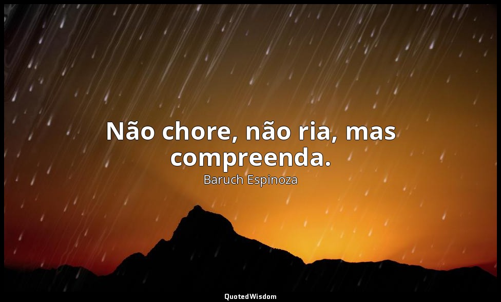 Não chore, não ria, mas compreenda. — Baruch Espinoza