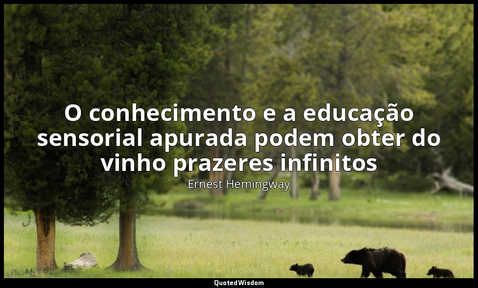 O conhecimento e a educação sensorial apurada podem obter do vinho prazeres infi — Ernest Hemingway