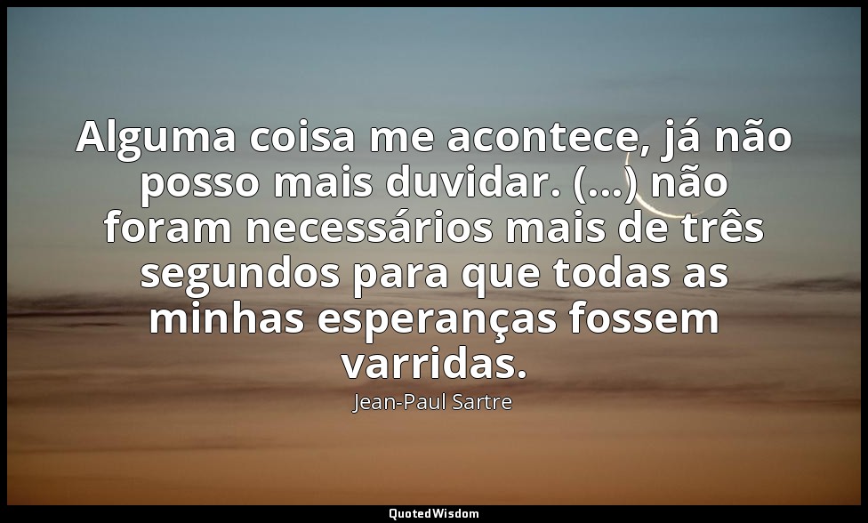 Alguma coisa me acontece, já não posso mais duvidar. (...) não foram necessários — Jean-Paul Sartre