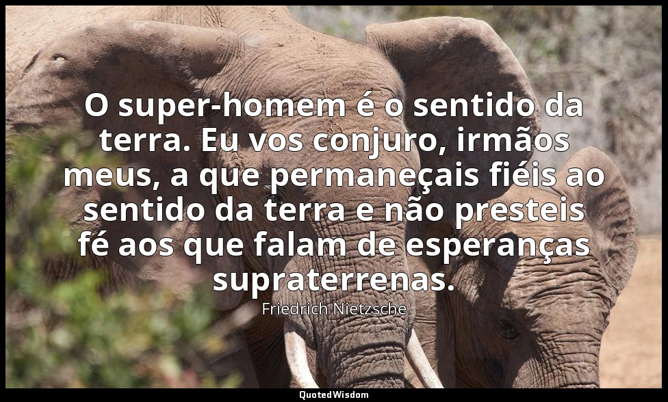 O super-homem é o sentido da terra. Eu vos conjuro, irmãos meus, a que permaneça — Friedrich Nietzsche