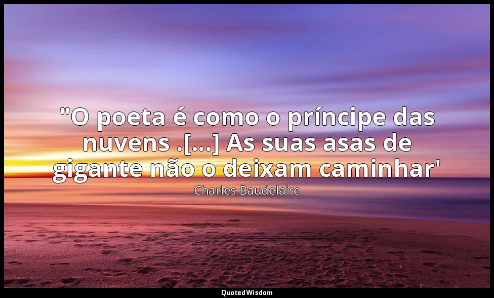 "O poeta é como o príncipe das nuvens .[...] As suas asas de gigante não o deixa — Charles Baudelaire