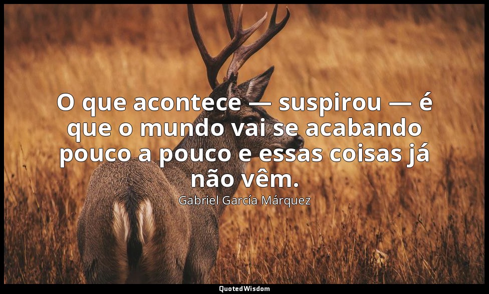 O que acontece — suspirou — é que o mundo vai se acabando pouco a pouco e essas  — Gabriel García Márquez