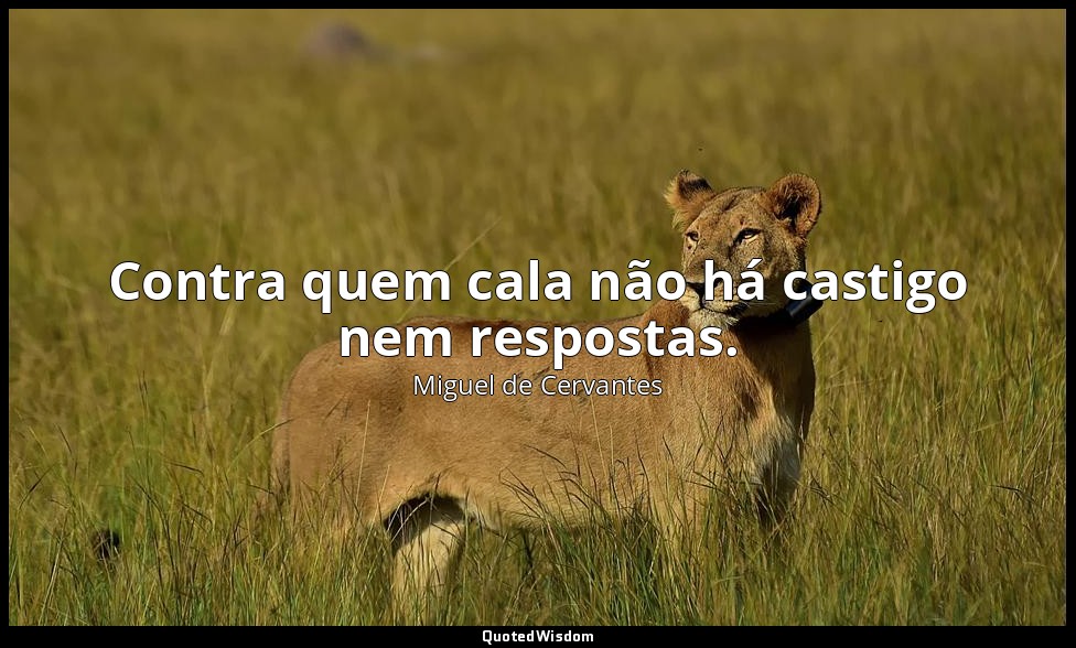 Contra quem cala não há castigo nem respostas. — Miguel de Cervantes