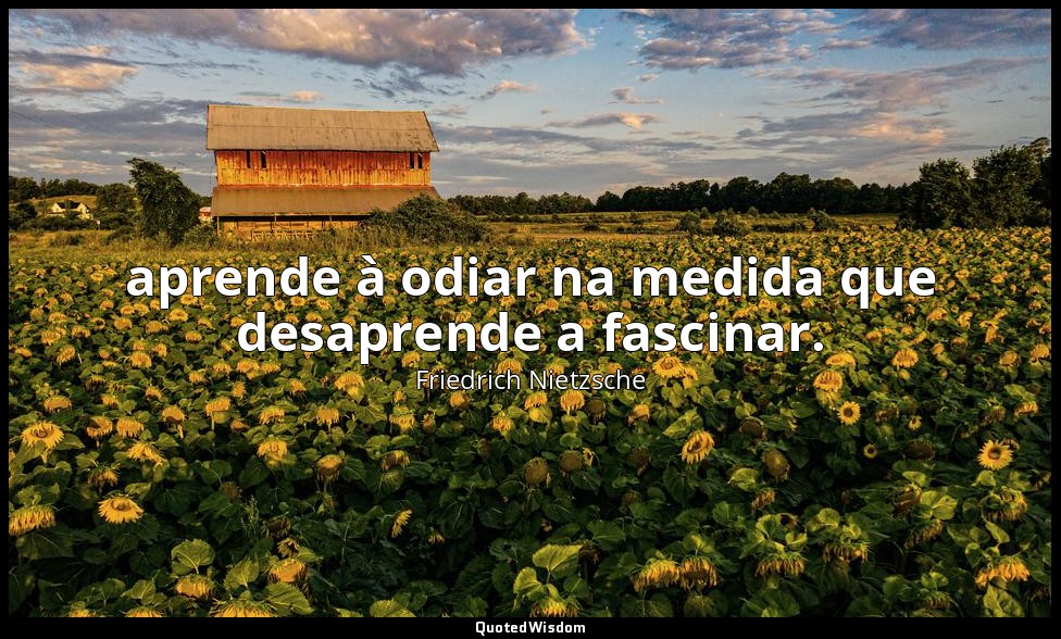 aprende à odiar na medida que desaprende a fascinar. — Friedrich Nietzsche