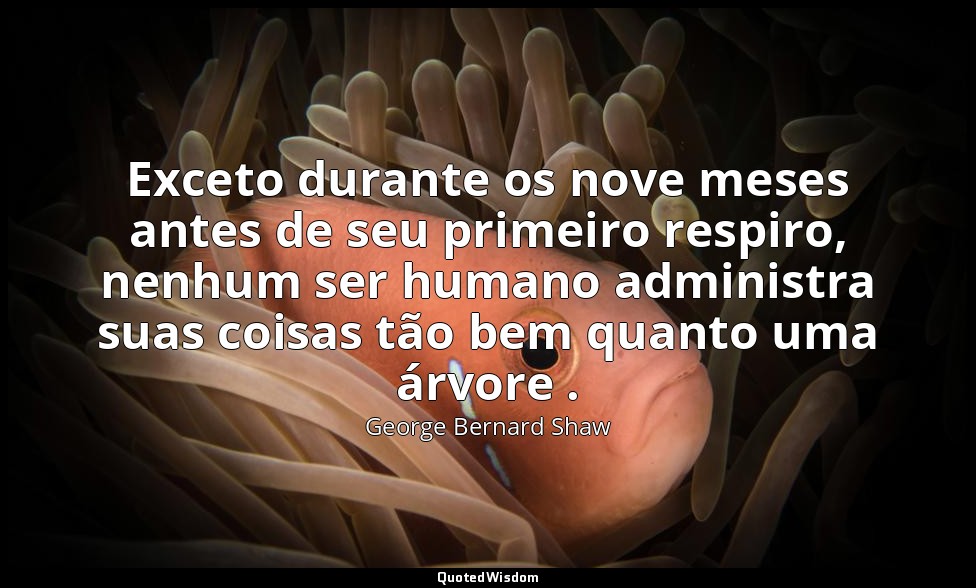 Exceto durante os nove meses antes de seu primeiro respiro, nenhum ser humano ad — George Bernard Shaw