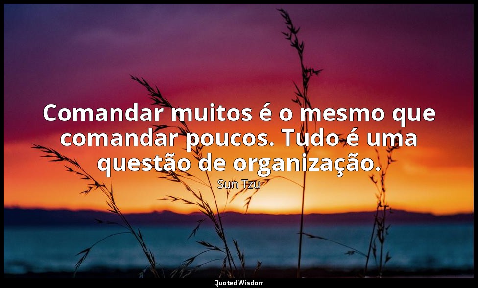 Comandar muitos é o mesmo que comandar poucos. Tudo é uma questão de organização — Sun Tzu