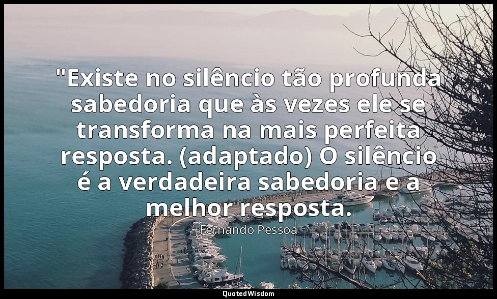 "Existe no silêncio tão profunda sabedoria que às vezes ele se transforma na mai — Fernando Pessoa