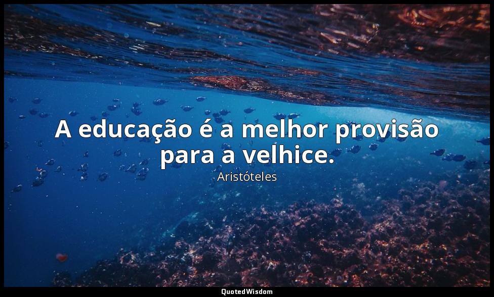 A educação é a melhor provisão para a velhice. — Aristóteles