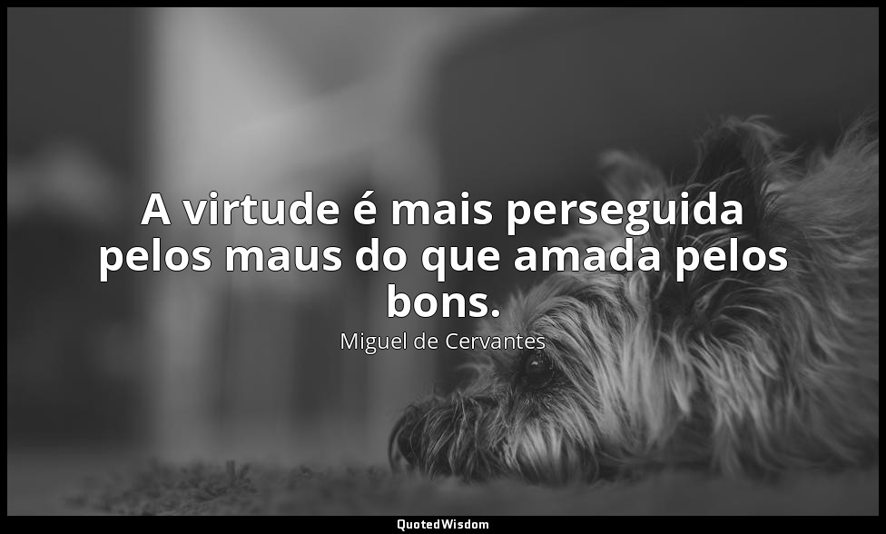 A virtude é mais perseguida pelos maus do que amada pelos bons. — Miguel de Cervantes