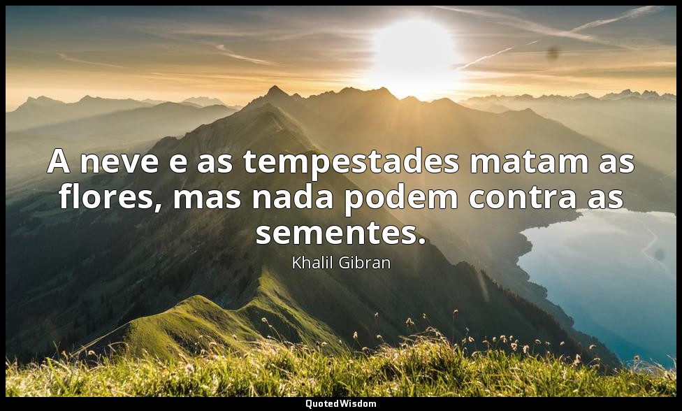 A neve e as tempestades matam as flores, mas nada podem contra as sementes. — Khalil Gibran