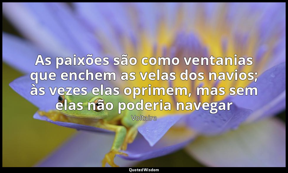 As paixões são como ventanias que enchem as velas dos navios; às vezes elas opri — Voltaire