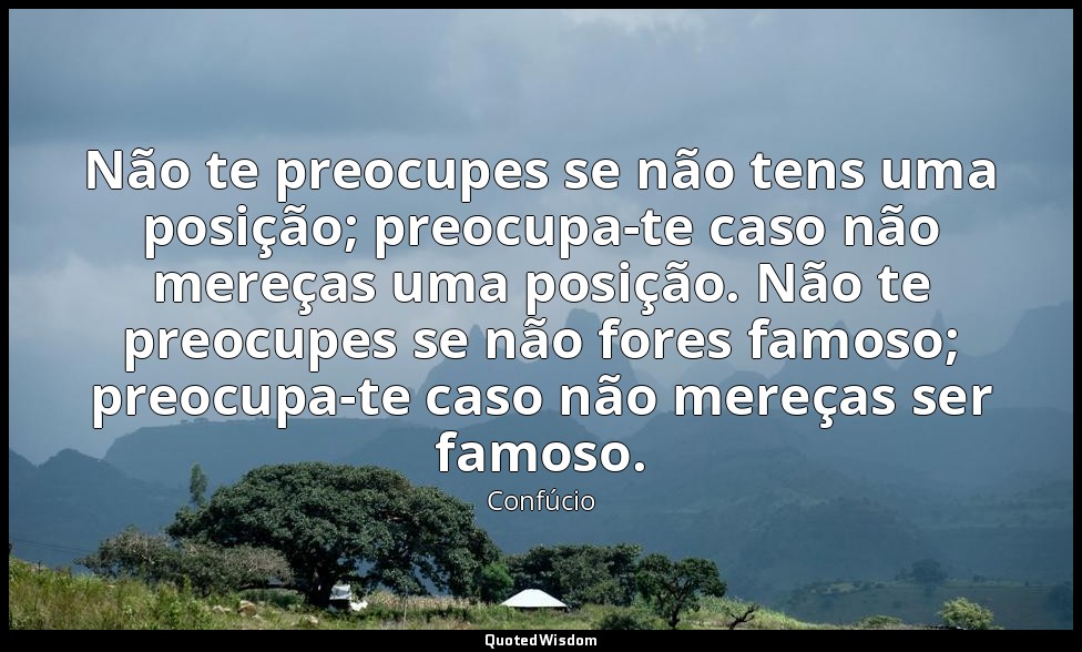 Não te preocupes se não tens uma posição; preocupa-te caso não mereças uma posiç — Confúcio