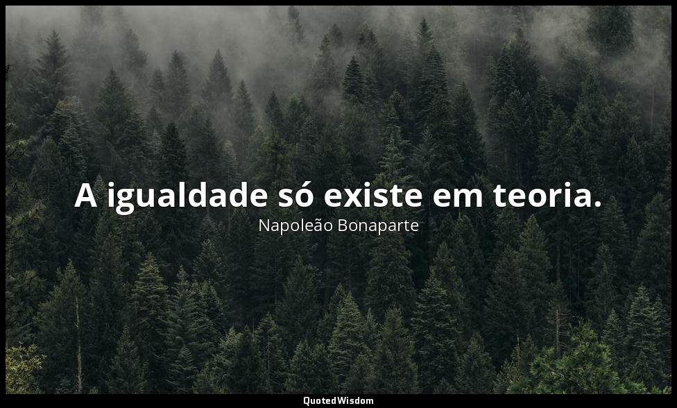 A igualdade só existe em teoria. — Napoleão Bonaparte