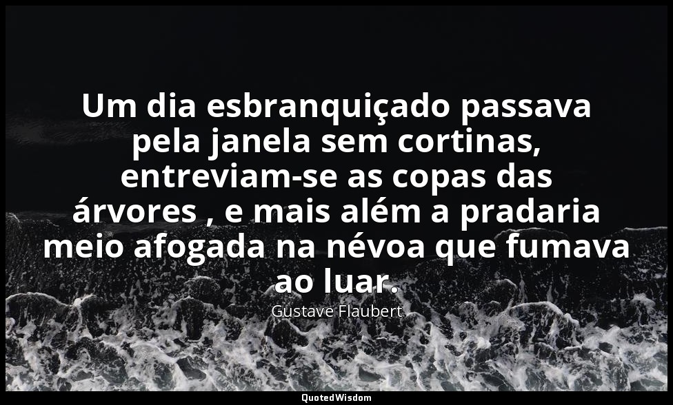 Um dia esbranquiçado passava pela janela sem cortinas, entreviam-se as copas das — Gustave Flaubert