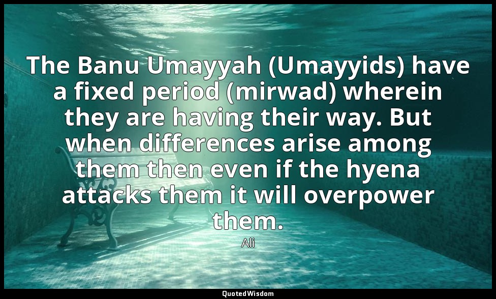 The Banu Umayyah (Umayyids) have a fixed period (mirwad) wherein they are having — Ali
