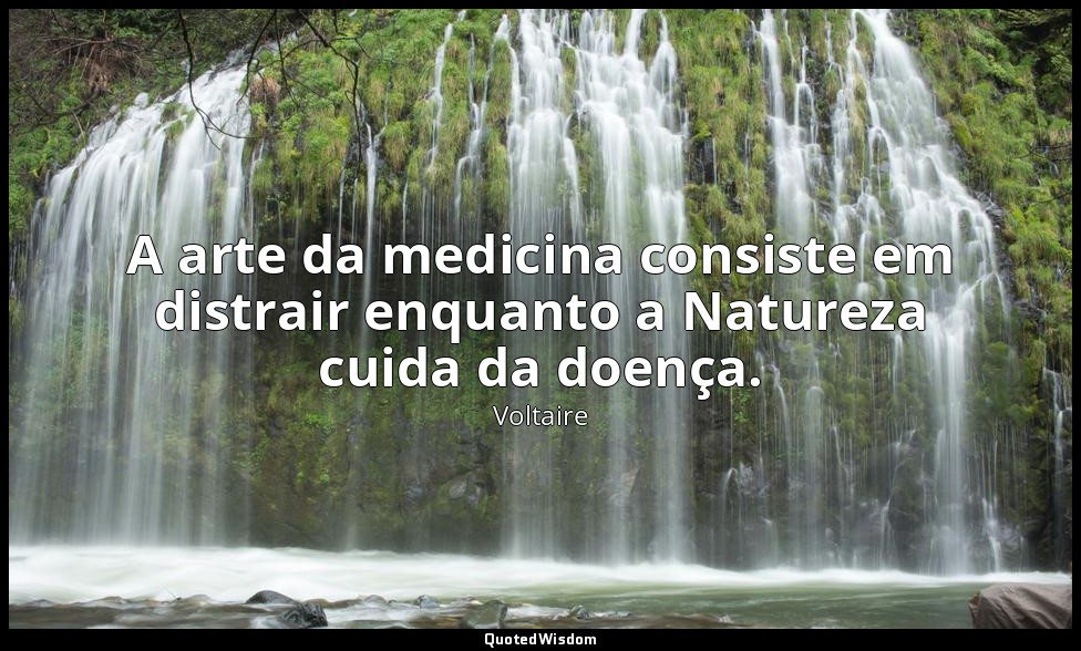A arte da medicina consiste em distrair enquanto a Natureza cuida da doença. — Voltaire