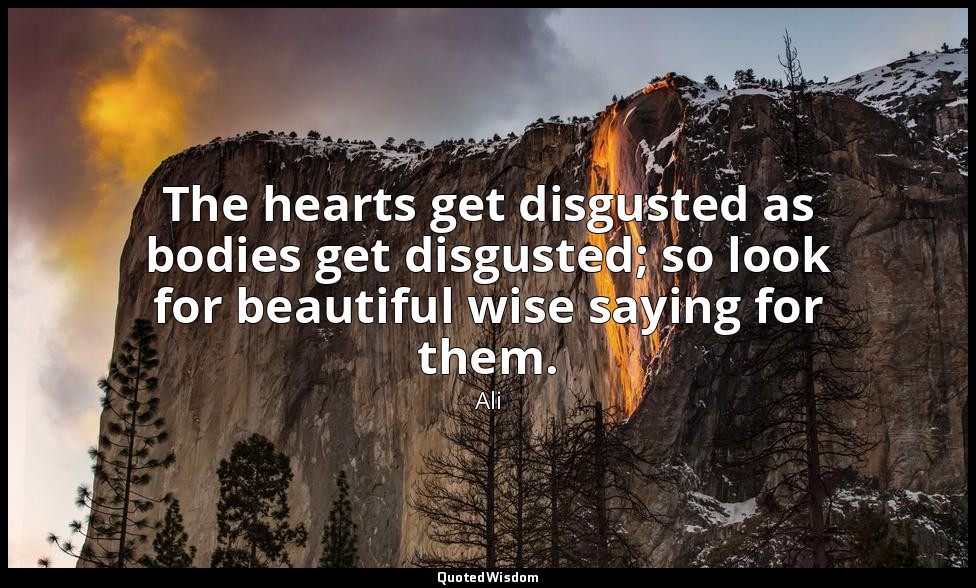 The hearts get disgusted as bodies get disgusted; so look for beautiful wise say — Ali