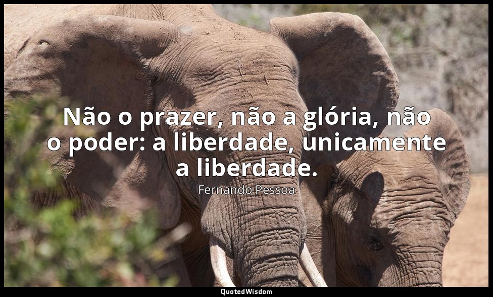 Não o prazer, não a glória, não o poder: a liberdade, unicamente a liberdade. — Fernando Pessoa