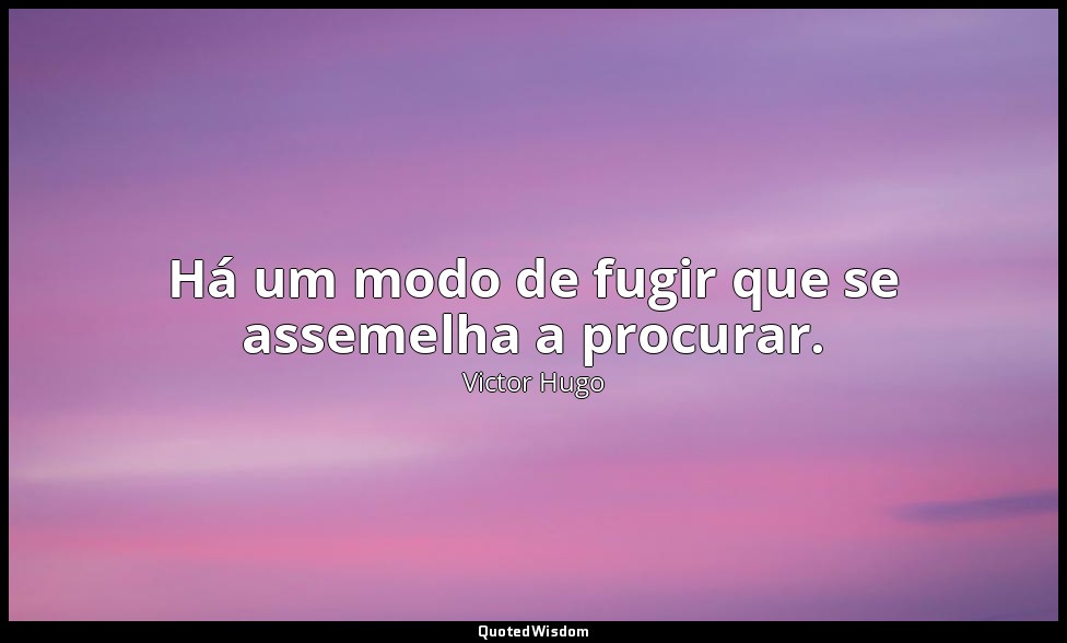 Há um modo de fugir que se assemelha a procurar. — Victor Hugo