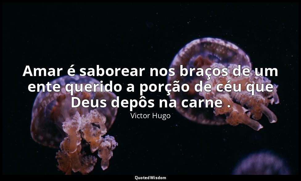 Amar é saborear nos braços de um ente querido a porção de céu que Deus depôs na  — Victor Hugo
