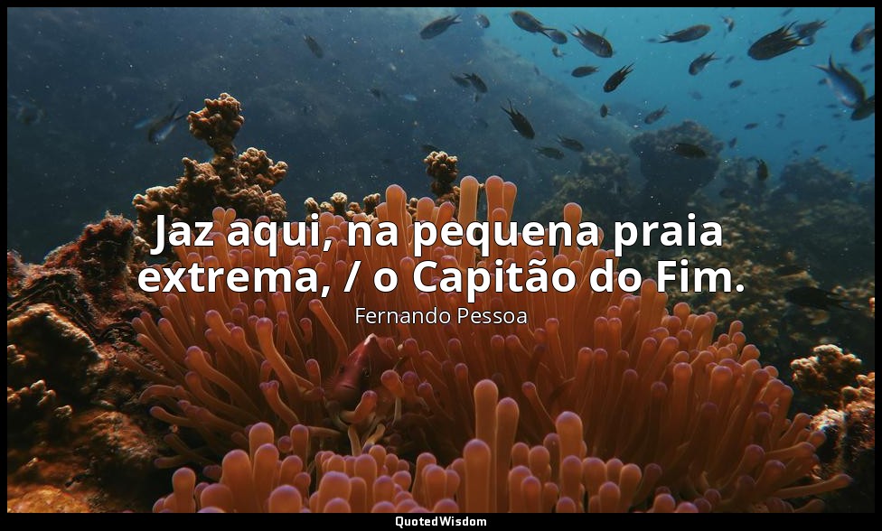Jaz aqui, na pequena praia extrema, / o Capitão do Fim. — Fernando Pessoa