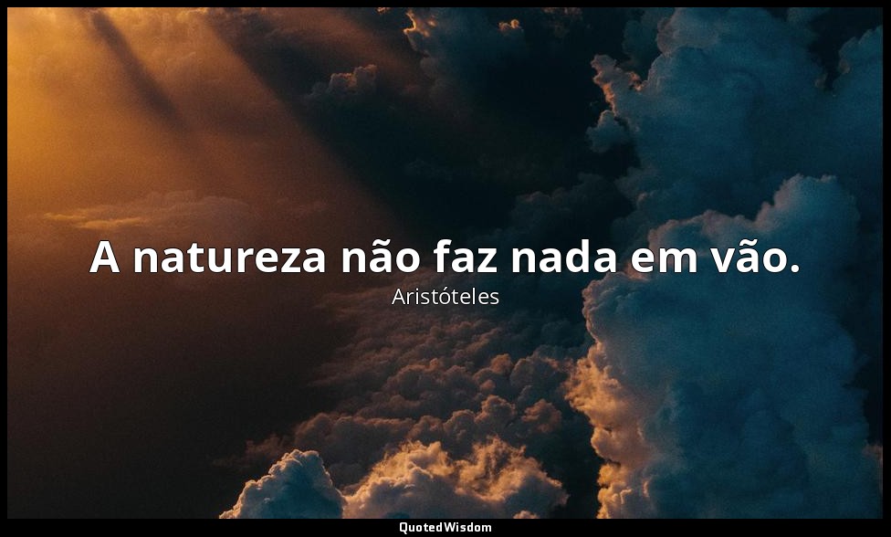 A natureza não faz nada em vão. — Aristóteles