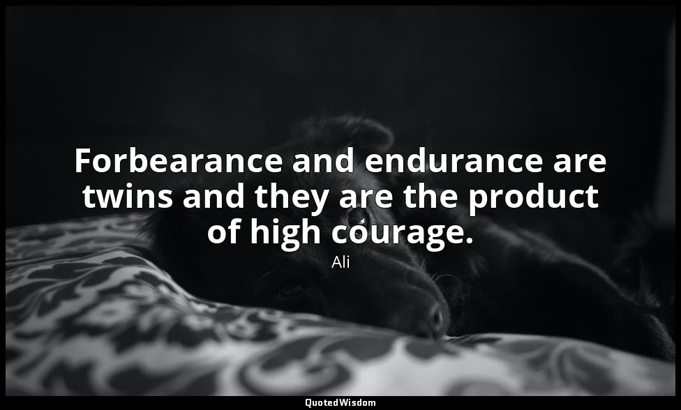 Forbearance and endurance are twins and they are the product of high courage. — Ali
