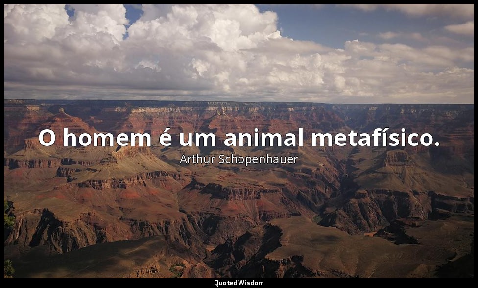 O homem é um animal metafísico. — Arthur Schopenhauer
