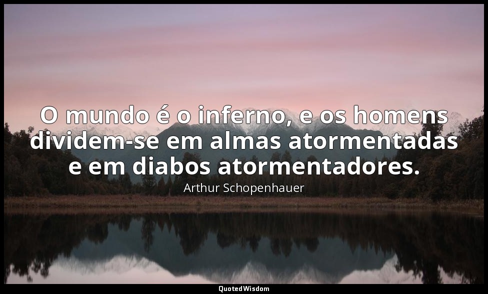 O mundo é o inferno, e os homens dividem-se em almas atormentadas e em diabos at — Arthur Schopenhauer