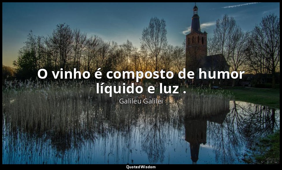 O vinho é composto de humor líquido e luz . — Galileu Galilei