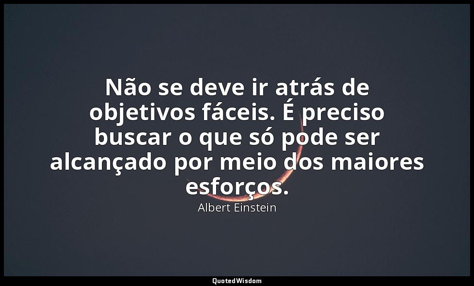 Não se deve ir atrás de objetivos fáceis. É preciso buscar o que só pode ser alc — Albert Einstein