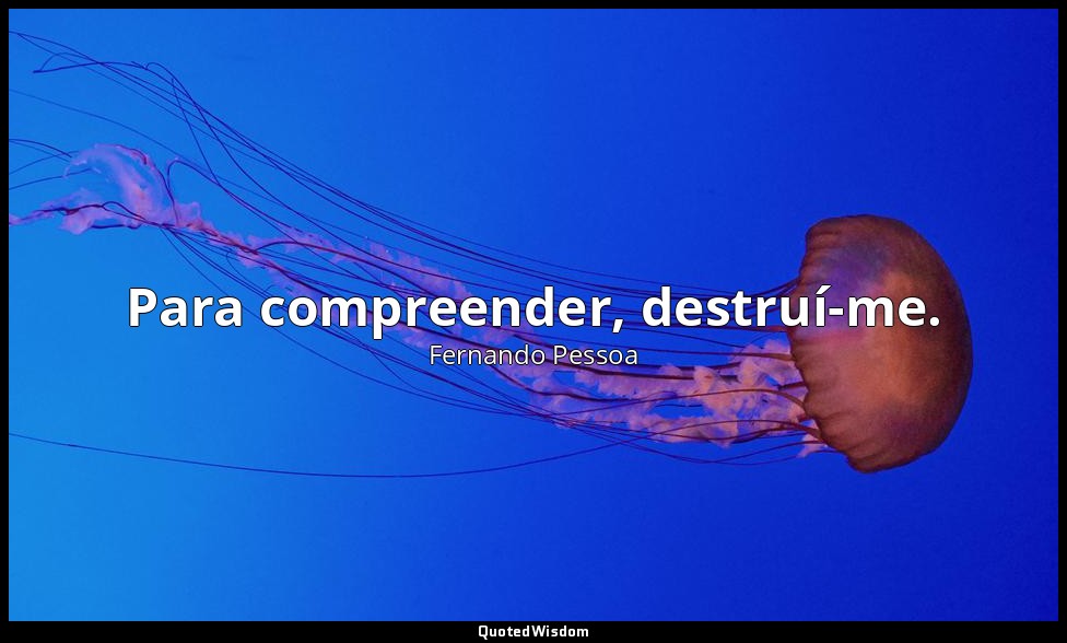 Para compreender, destruí-me. — Fernando Pessoa