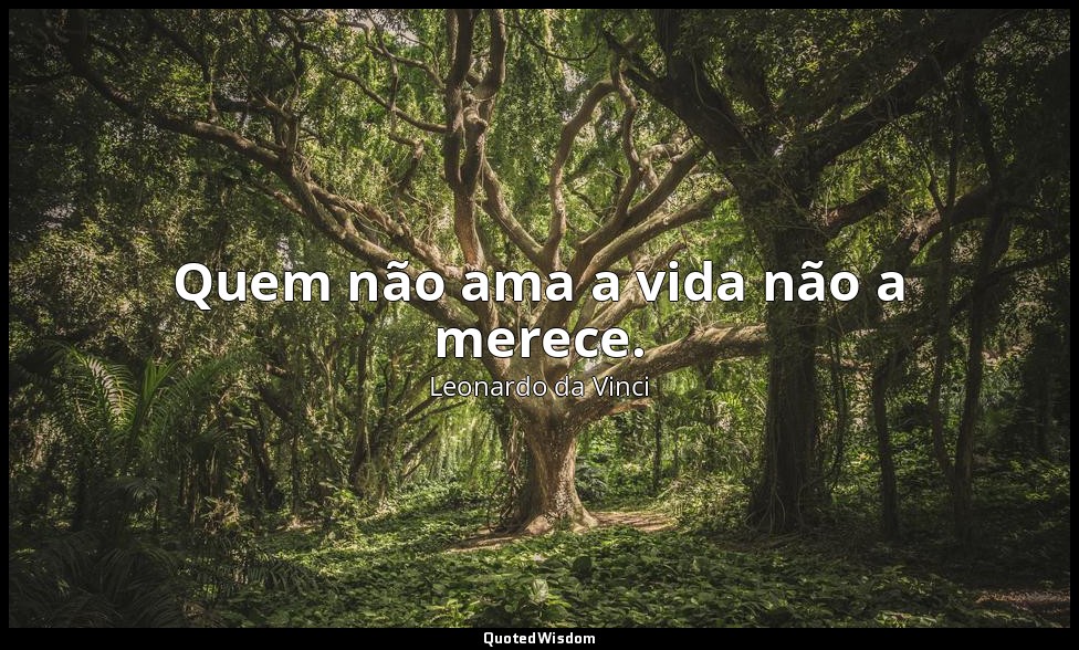 Quem não ama a vida não a merece. — Leonardo da Vinci