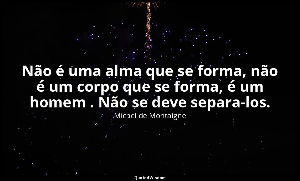 Não é uma alma que se forma, não é um corpo que se forma, é um homem . Não se de — Michel de Montaigne