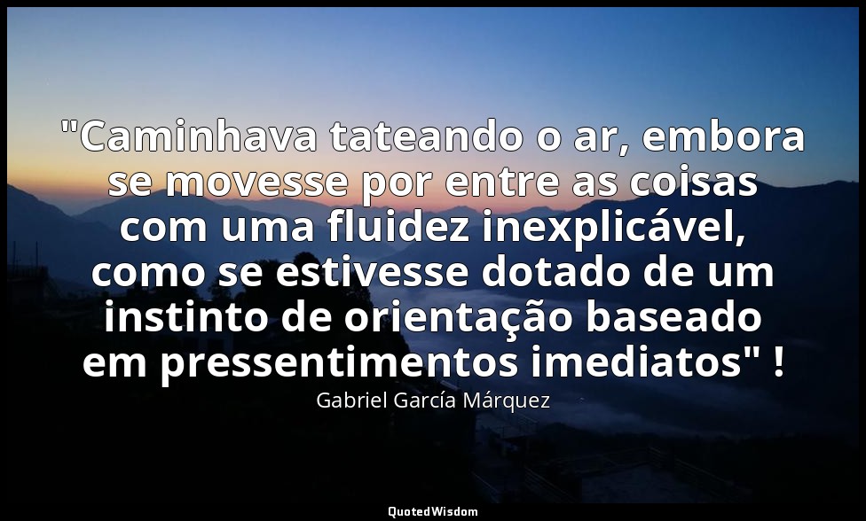 "Caminhava tateando o ar, embora se movesse por entre as coisas com uma fluidez  — Gabriel García Márquez