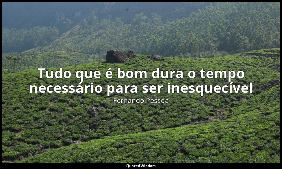 Tudo que é bom dura o tempo necessário para ser inesquecível — Fernando Pessoa