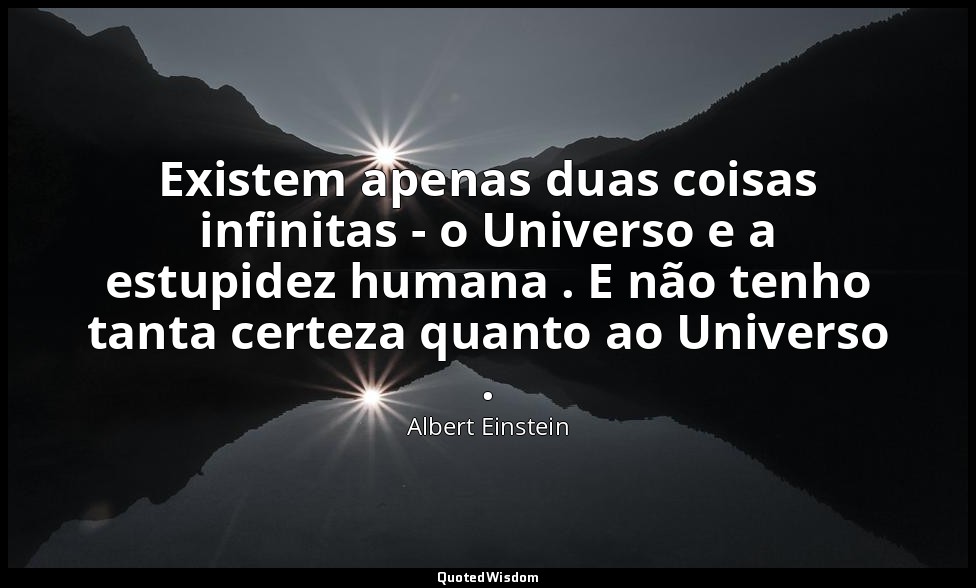 Existem apenas duas coisas infinitas - o Universo e a estupidez humana . E não t — Albert Einstein
