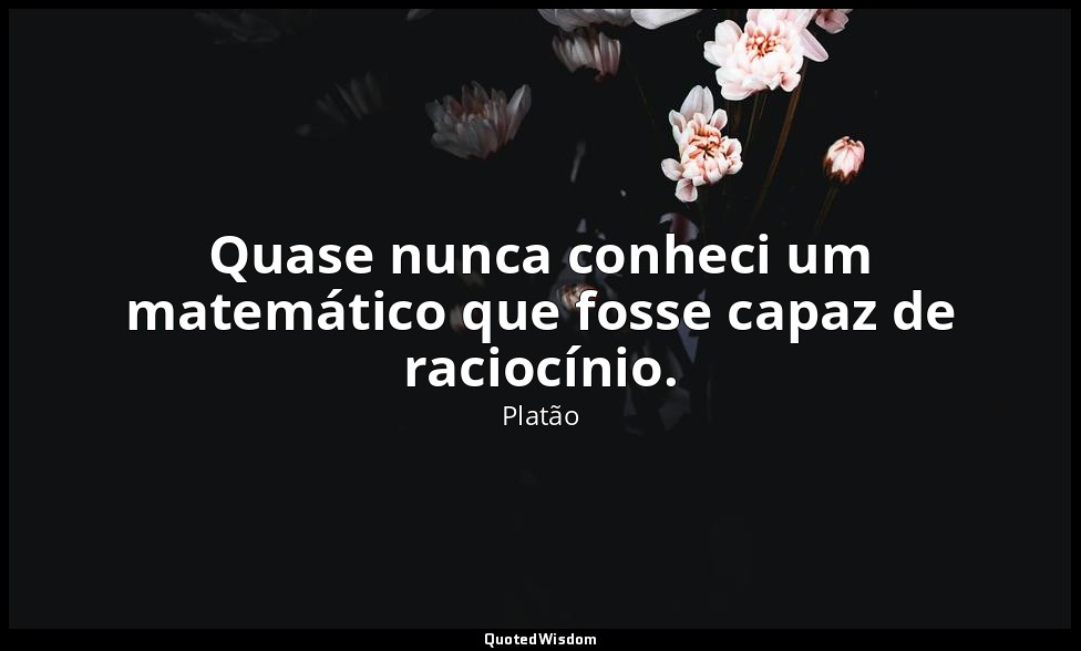 Quase nunca conheci um matemático que fosse capaz de raciocínio. — Platão