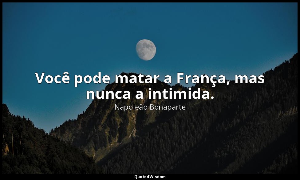 Você pode matar a França, mas nunca a intimida. — Napoleão Bonaparte
