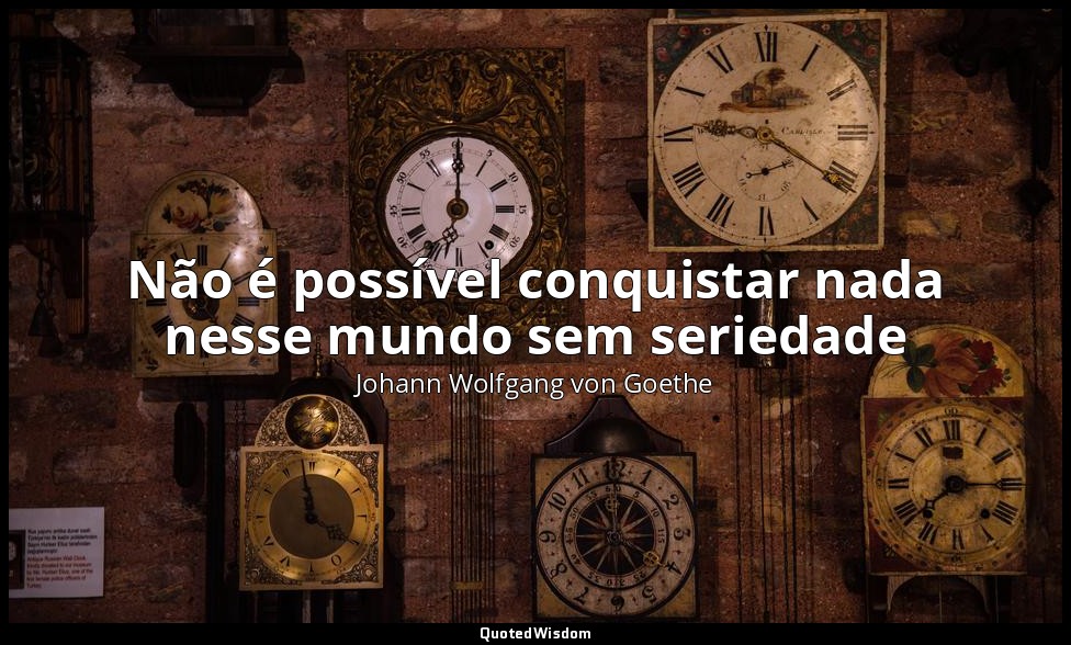Não é possível conquistar nada nesse mundo sem seriedade — Johann Wolfgang von Goethe