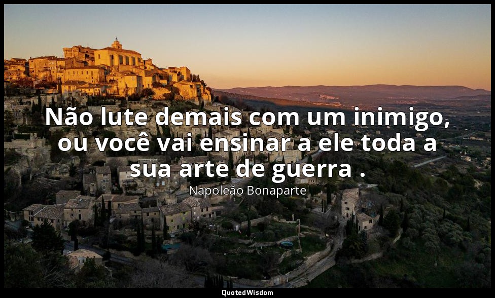 Não lute demais com um inimigo, ou você vai ensinar a ele toda a sua arte de gue — Napoleão Bonaparte