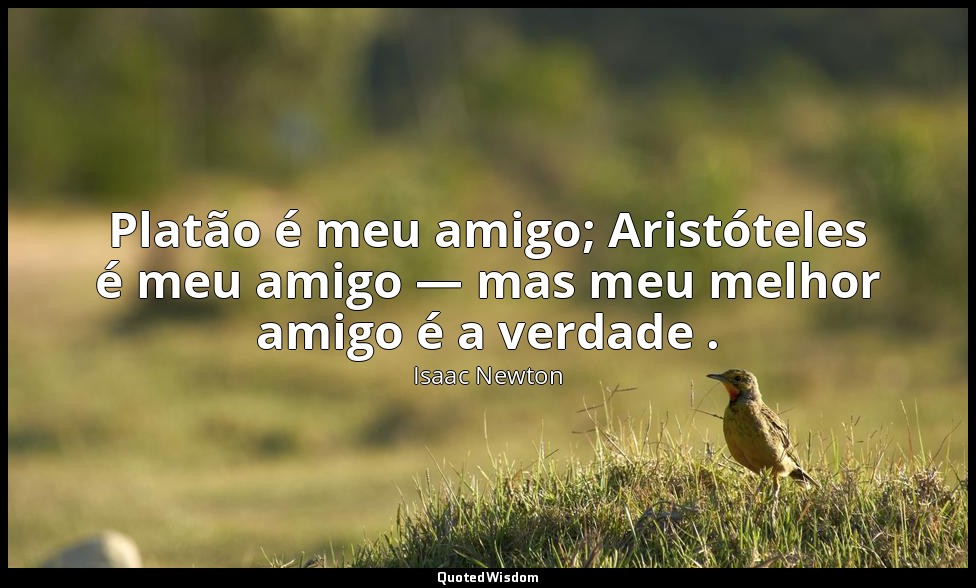 Platão é meu amigo; Aristóteles é meu amigo — mas meu melhor amigo é a verdade . — Isaac Newton