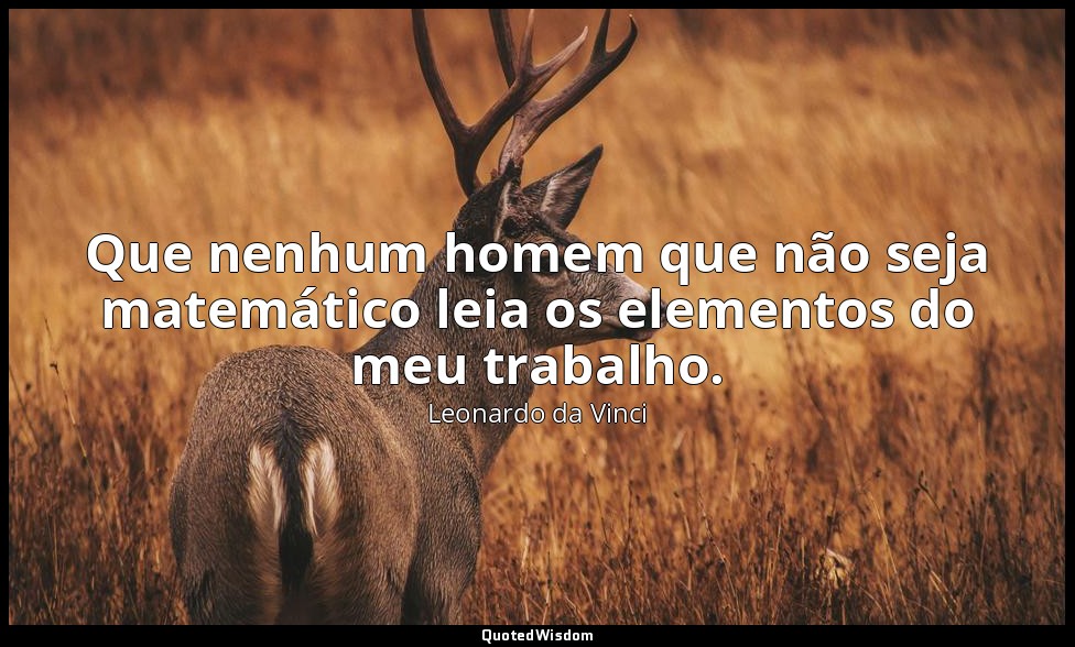 Que nenhum homem que não seja matemático leia os elementos do meu trabalho. — Leonardo da Vinci