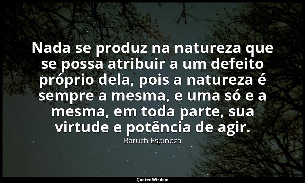 Nada se produz na natureza que se possa atribuir a um defeito próprio dela, pois — Baruch Espinoza