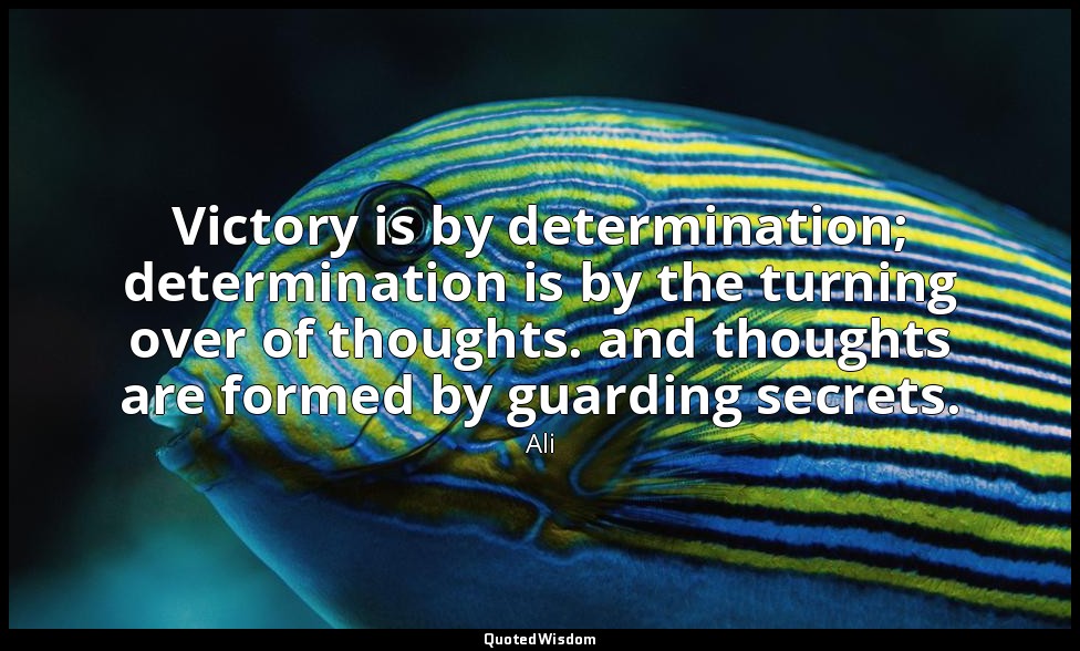 Victory is by determination; determination is by the turning over of thoughts. a — Ali