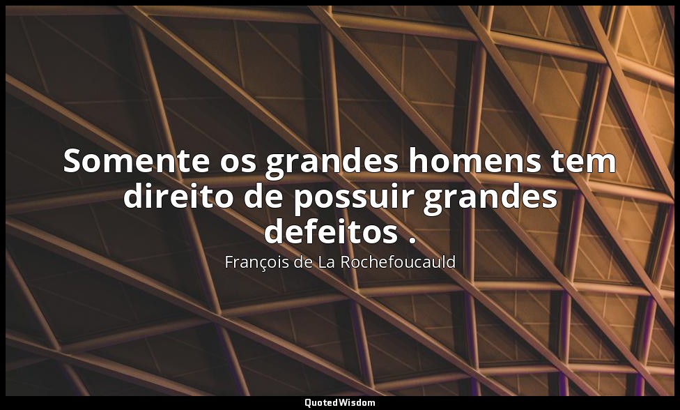 Somente os grandes homens tem direito de possuir grandes defeitos . — François de La Rochefoucauld